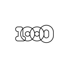 Obraz premium One thousand, mono line. Four rounded figures.