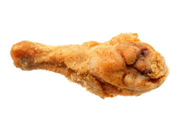 Fried chicken drumstick isolated.