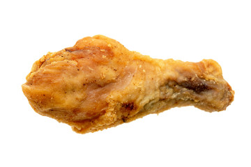 Fried chicken drumstick isolated.
