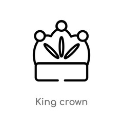 outline king crown vector icon. isolated black simple line element illustration from party concept. editable vector stroke king crown icon on white background