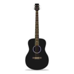 Classical acoustic guitar. String musical instrument. Template design for music shop; poster or banner for live music festival or concert.