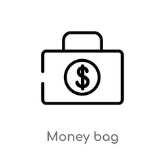 outline money bag vector icon. isolated black simple line element illustration from payment concept. editable vector stroke money bag icon on white background
