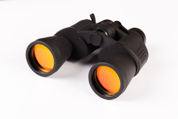 Black binoculars isolated on white background