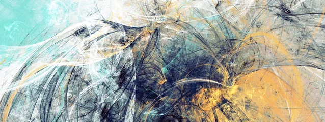 Künstlerische Textur von Farben. Abstrakter schöner blauer und gelber Hintergrund. Modernes futuristisches Muster. Fraktale Grafik für kreatives Grafikdesign © Alena