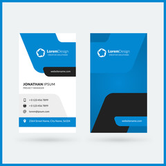 Vertical double-sided business card template. Vector illustration. Stationery design