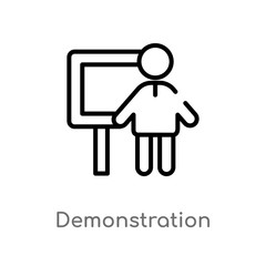 outline demonstration vector icon. isolated black simple line element illustration from people concept. editable vector stroke demonstration icon on white background