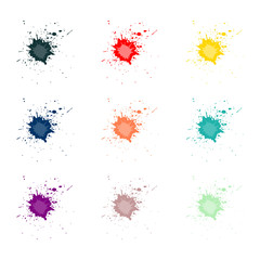 Vector Colorful paint splatters.Paint splashes set.Vector illustration.