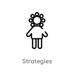 outline strategies vector icon. isolated black simple line element illustration from people concept. editable vector stroke strategies icon on white background