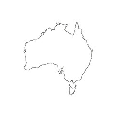 thin line australia map with shadow. concept of land edge, delineation, country outlines, terrain. isolated on white background. flat style trend modern logo design vector illustration