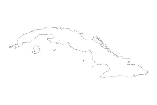 Vector map Cuba. Outline map. Isolated vector Illustration. Black on White background.