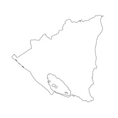 Nicaragua - solid black outline border map of country area. Simple flat