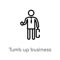 outline tumb up business man vector icon. isolated black simple line element illustration from people concept. editable vector stroke tumb up business man icon on white background
