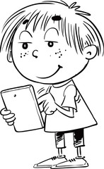 Child and digital tablet