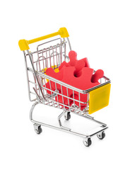 Red puzzle in shopping cart