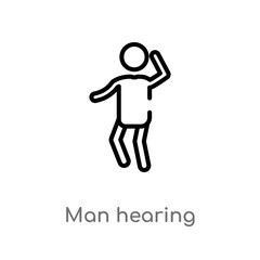 outline man hearing vector icon. isolated black simple line element illustration from people concept. editable vector stroke man hearing icon on white background