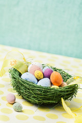 Colorful Easter chocolate eggs