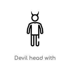 outline devil head with horns vector icon. isolated black simple line element illustration from people concept. editable vector stroke devil head with horns icon on white background
