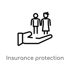 outline insurance protection vector icon. isolated black simple line element illustration from people concept. editable vector stroke insurance protection icon on white background