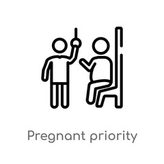outline pregnant priority vector icon. isolated black simple line element illustration from people concept. editable vector stroke pregnant priority icon on white background