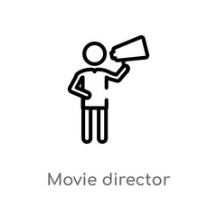 outline movie director vector icon. isolated black simple line element illustration from people concept. editable vector stroke movie director icon on white background
