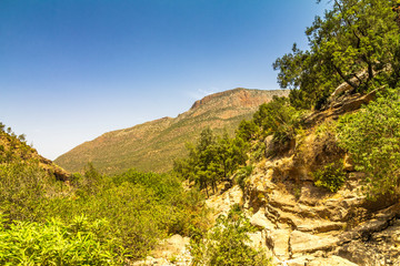Landscape of the Beni Snassen Mountains in northeast Morocco, Africa.