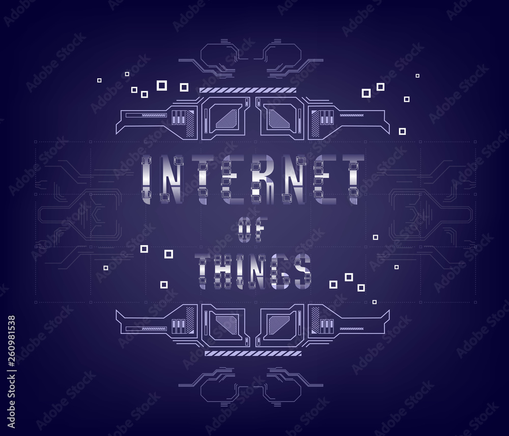 Fototapete iot. conceptual layout with hud elements for print and web. lettering with futuristic user interface
