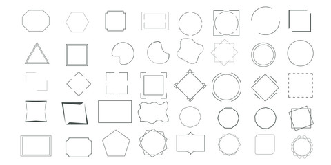 Set of abstract modern graphic elements. Simply vector frames, different shapes composition.