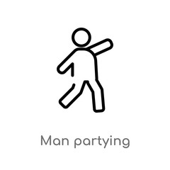 outline man partying vector icon. isolated black simple line element illustration from people concept. editable vector stroke man partying icon on white background