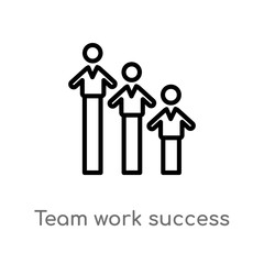 outline team work success vector icon. isolated black simple line element illustration from people concept. editable vector stroke team work success icon on white background