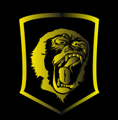 vector image of ape and silhouette of gorilla