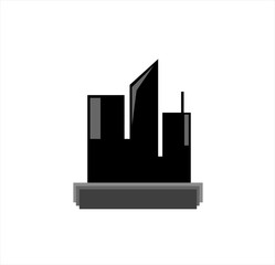 vector logo of building with land for property and real estate business