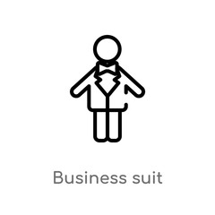 outline business suit vector icon. isolated black simple line element illustration from people concept. editable vector stroke business suit icon on white background