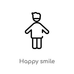 outline happy smile vector icon. isolated black simple line element illustration from people concept. editable vector stroke happy smile icon on white background