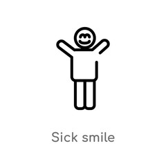 outline sick smile vector icon. isolated black simple line element illustration from people concept. editable vector stroke sick smile icon on white background