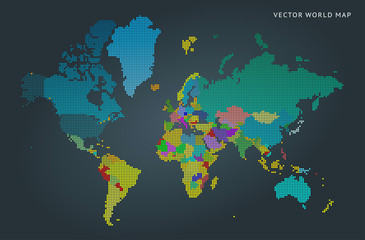 Abstract map of the world with countries
