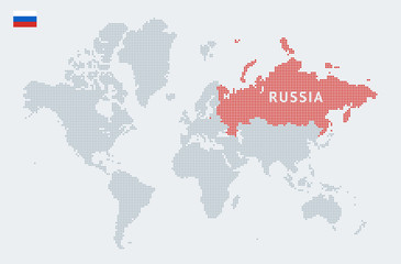 Russia on an abstract world map