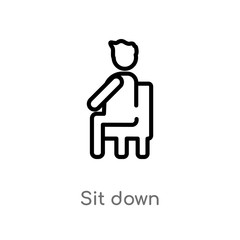 outline sit down vector icon. isolated black simple line element illustration from people concept. editable vector stroke sit down icon on white background