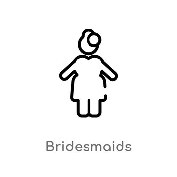 Outline Bridesmaids Vector Icon. Isolated Black Simple Line Element Illustration From People Concept. Editable Vector Stroke Bridesmaids Icon On White Background