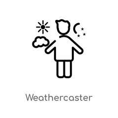 outline weathercaster vector icon. isolated black simple line element illustration from people concept. editable vector stroke weathercaster icon on white background