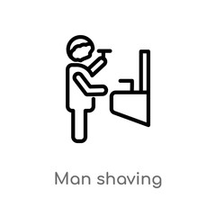 outline man shaving vector icon. isolated black simple line element illustration from people concept. editable vector stroke man shaving icon on white background