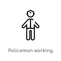 outline policeman working vector icon. isolated black simple line element illustration from people concept. editable vector stroke policeman working icon on white background
