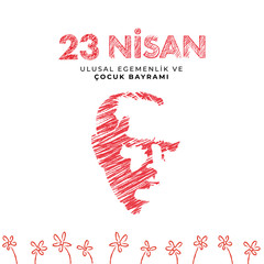 23 april national sovereignty and children's day in Turkey Vector Illustrations
