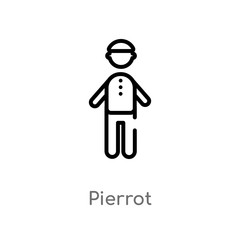 outline pierrot vector icon. isolated black simple line element illustration from people concept. editable vector stroke pierrot icon on white background