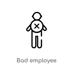 outline bad employee vector icon. isolated black simple line element illustration from people concept. editable vector stroke bad employee icon on white background