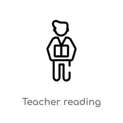 outline teacher reading vector icon. isolated black simple line element illustration from people concept. editable vector stroke teacher reading icon on white background