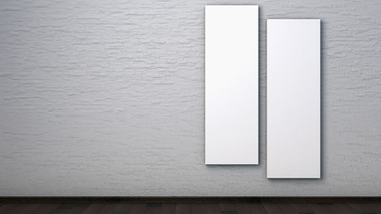 Poster on a brick wall in the interior. 3D render