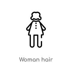 outline woman hair vector icon. isolated black simple line element illustration from people concept. editable vector stroke woman hair icon on white background