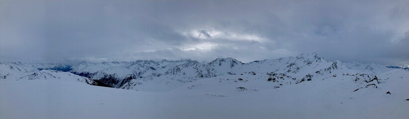 Fototapeta na wymiar Snowy landscapes and views near Laax, Graubunden, Switzerland