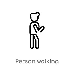 outline person walking vector icon. isolated black simple line element illustration from people concept. editable vector stroke person walking icon on white background