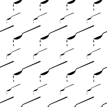 Spoon Icon Seamless Pattern, Food Spoon Icon